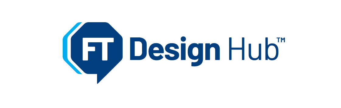 Logotipo azul do FactoryTalk DesignHub