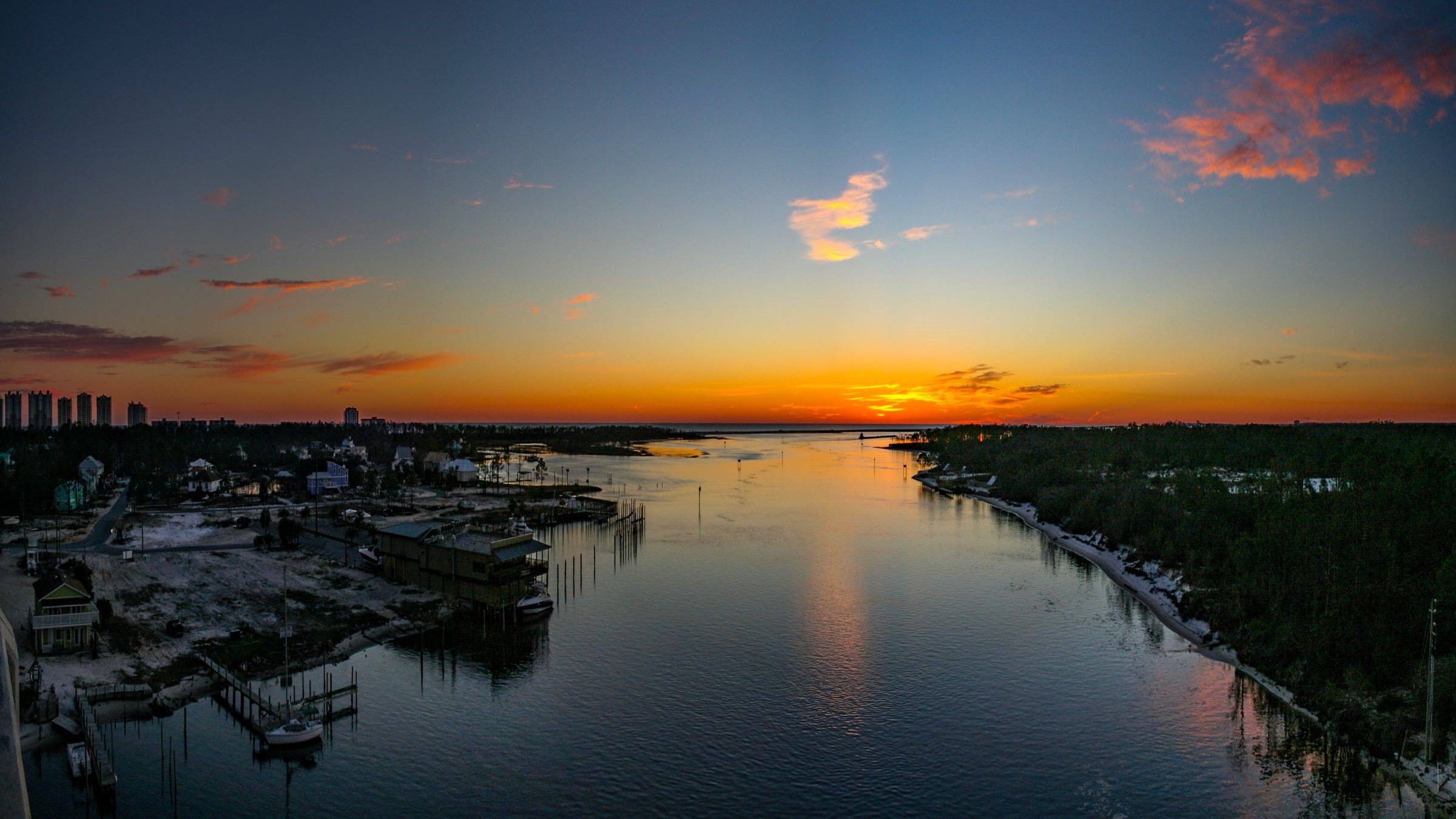 Waterway at sunset