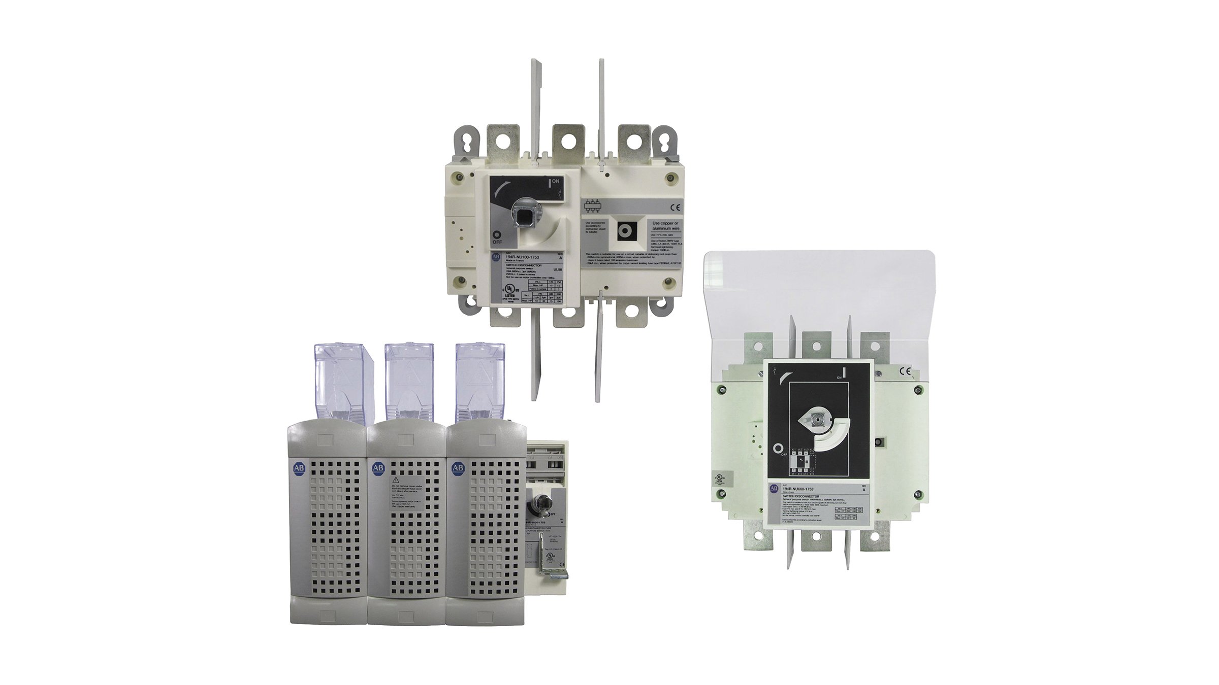 three 194R non-visible blade rotary disconnect switches
