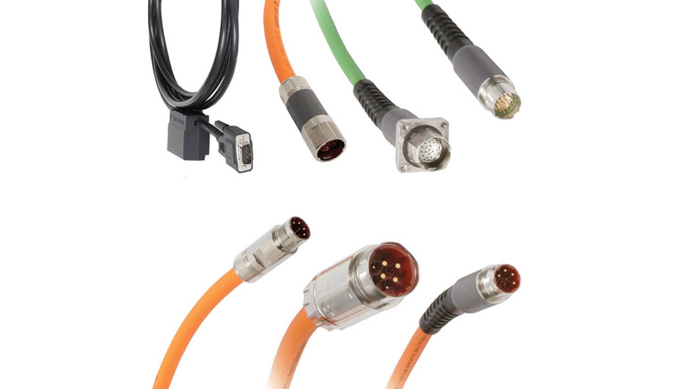 Die Allen-Bradley-Kinetix®-Kabel der Serie 2090 stellen eine komplette Produktreihe mit Standardkabeln und Kabeln für ständige Biegebeanspruchung dar. Alle Kabel sind mit SpeedTEC®-DIN-Anschlüssen für eine schnelle Verbindung durch Vierteldrehung ausgestattet.