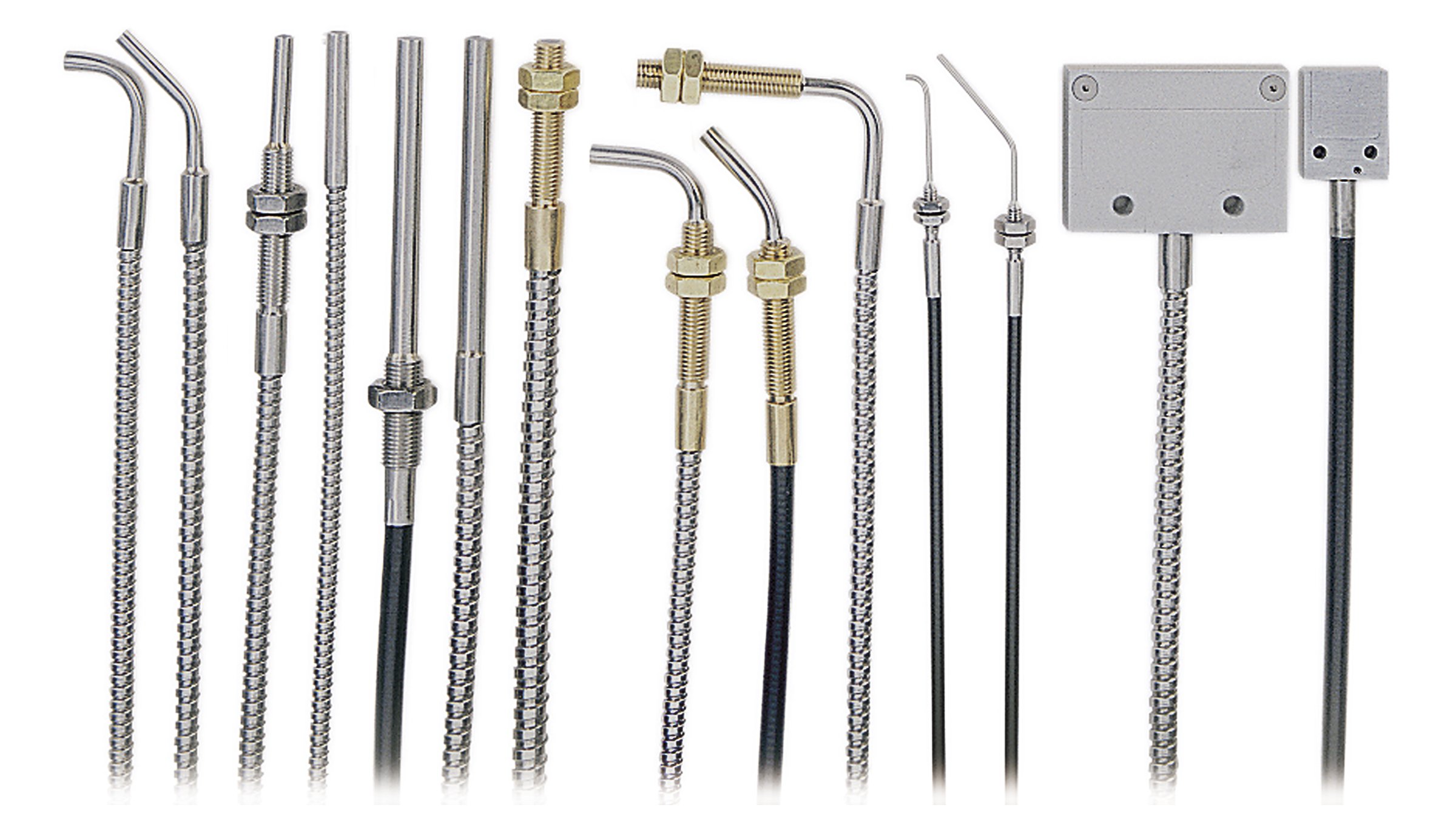 14 thin stainless-steel sensors of various shapes with integrated cables