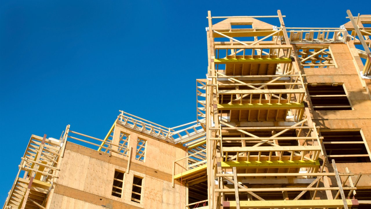 Structure of building in process of being built