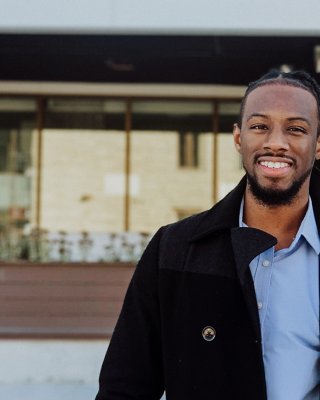 Product Manager Kevin Sargent poses outside of Rockwell Automation’s Milwaukee headquarters.