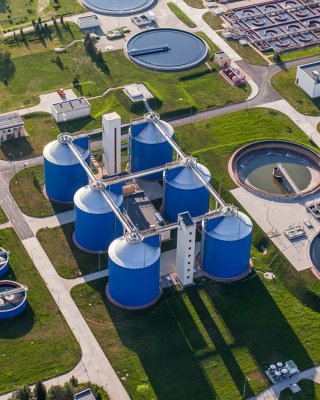 Aerial view of water wastewater plant