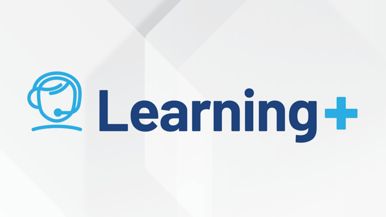 Learning+-Logo mit Gesprächspartner