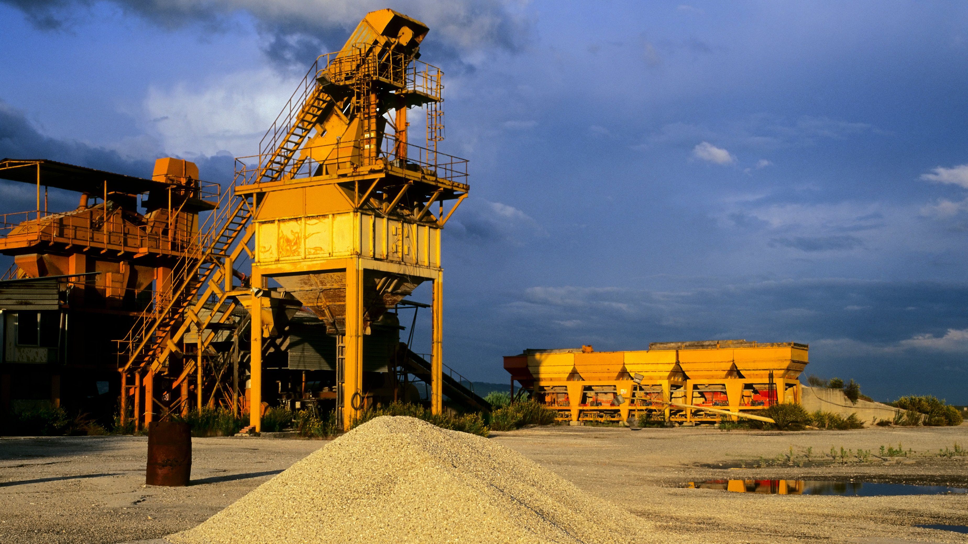 Concrete plant at sunset, Cement Industry 