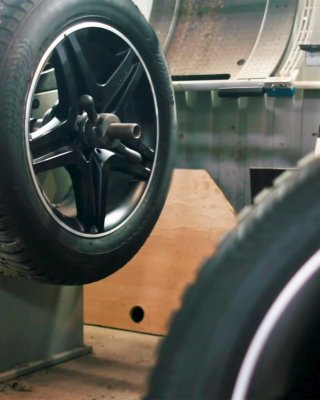 Tire nearing the end of the manufacturing process
