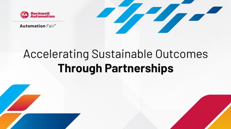 Title card for Accelerating Sustainable Outcomes Through Partnerships video at Automation Fair 2022