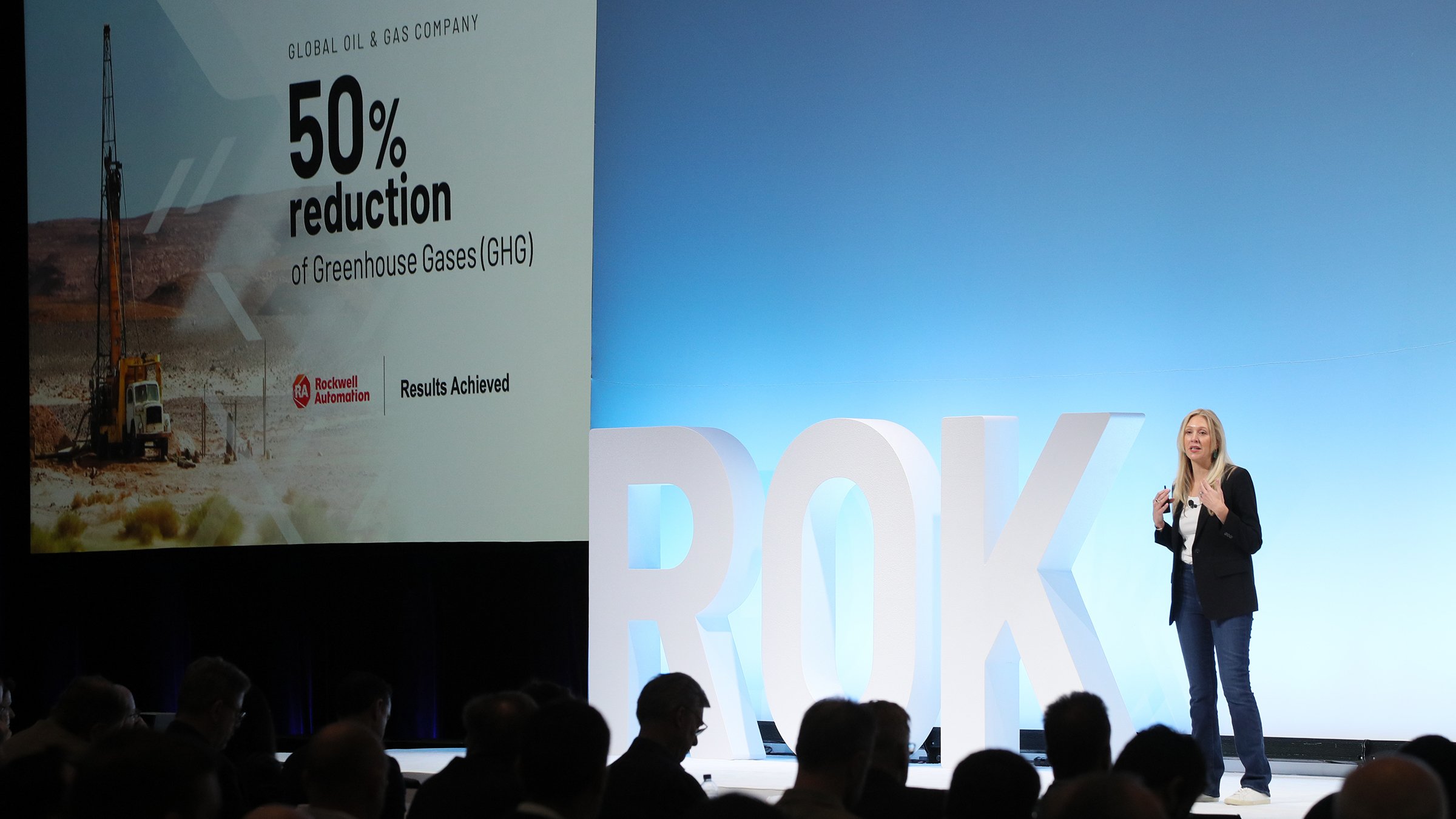 Tessa Myers on stage at Automation Fair 2022 Perspectives