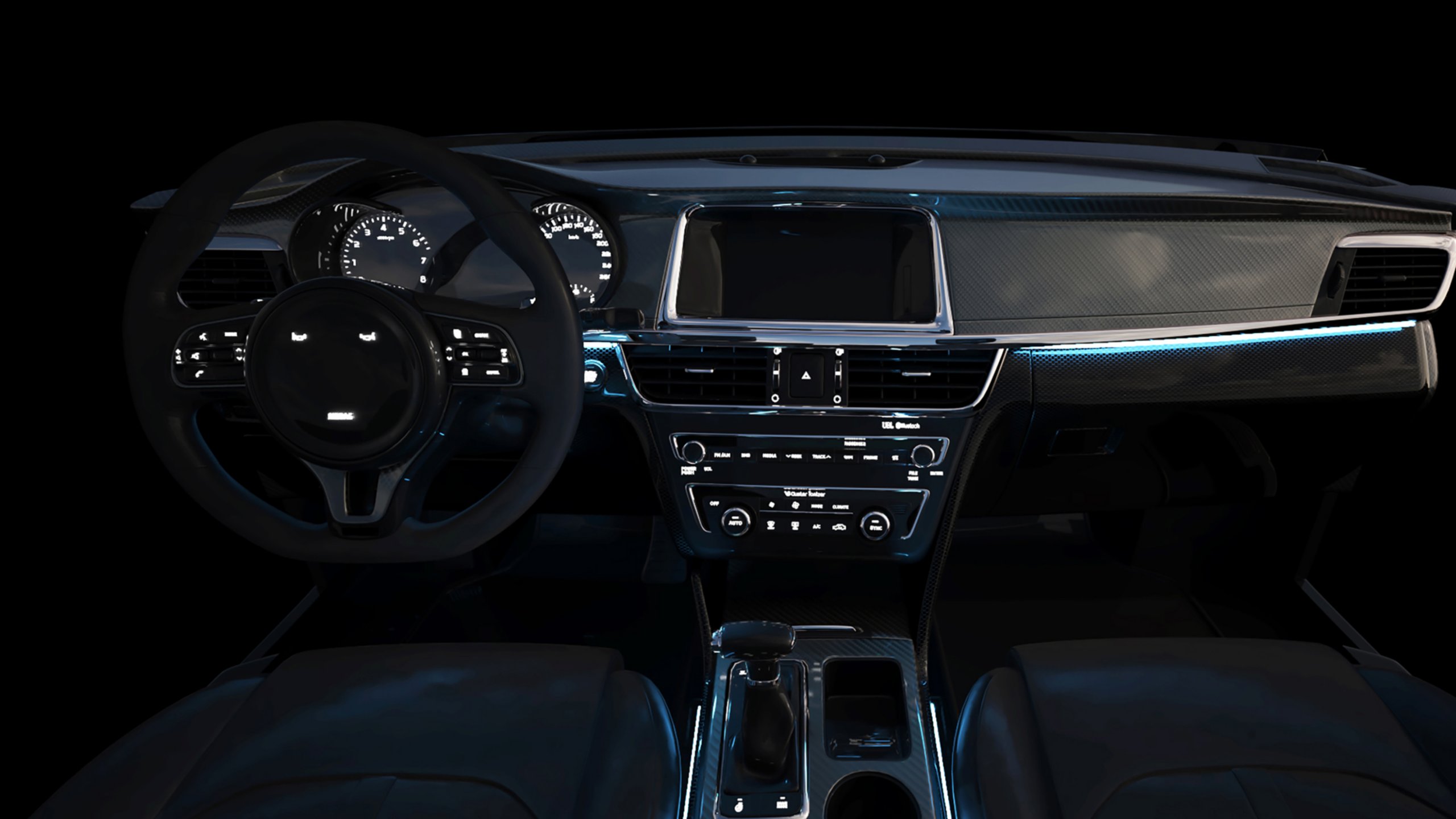Automobile steering wheel and interior control panel