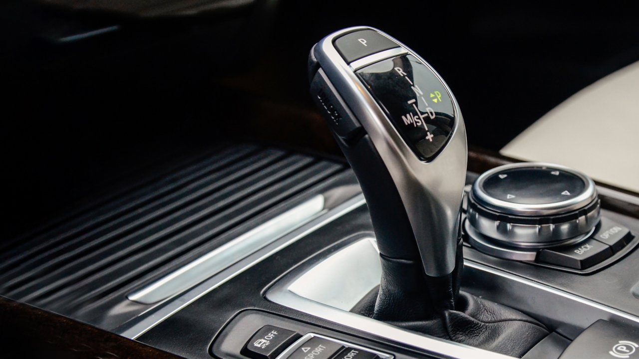Automatic gearbox close up in modern car