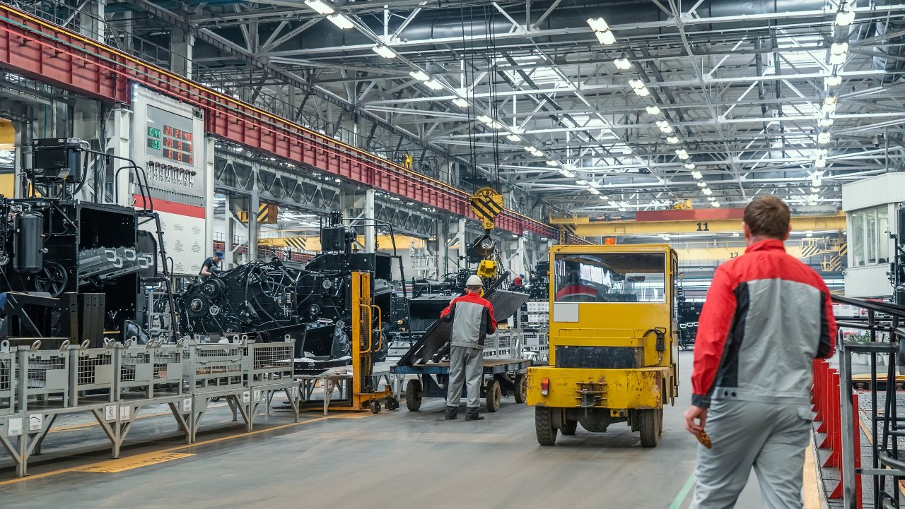 Automotive Production Line with Workers
