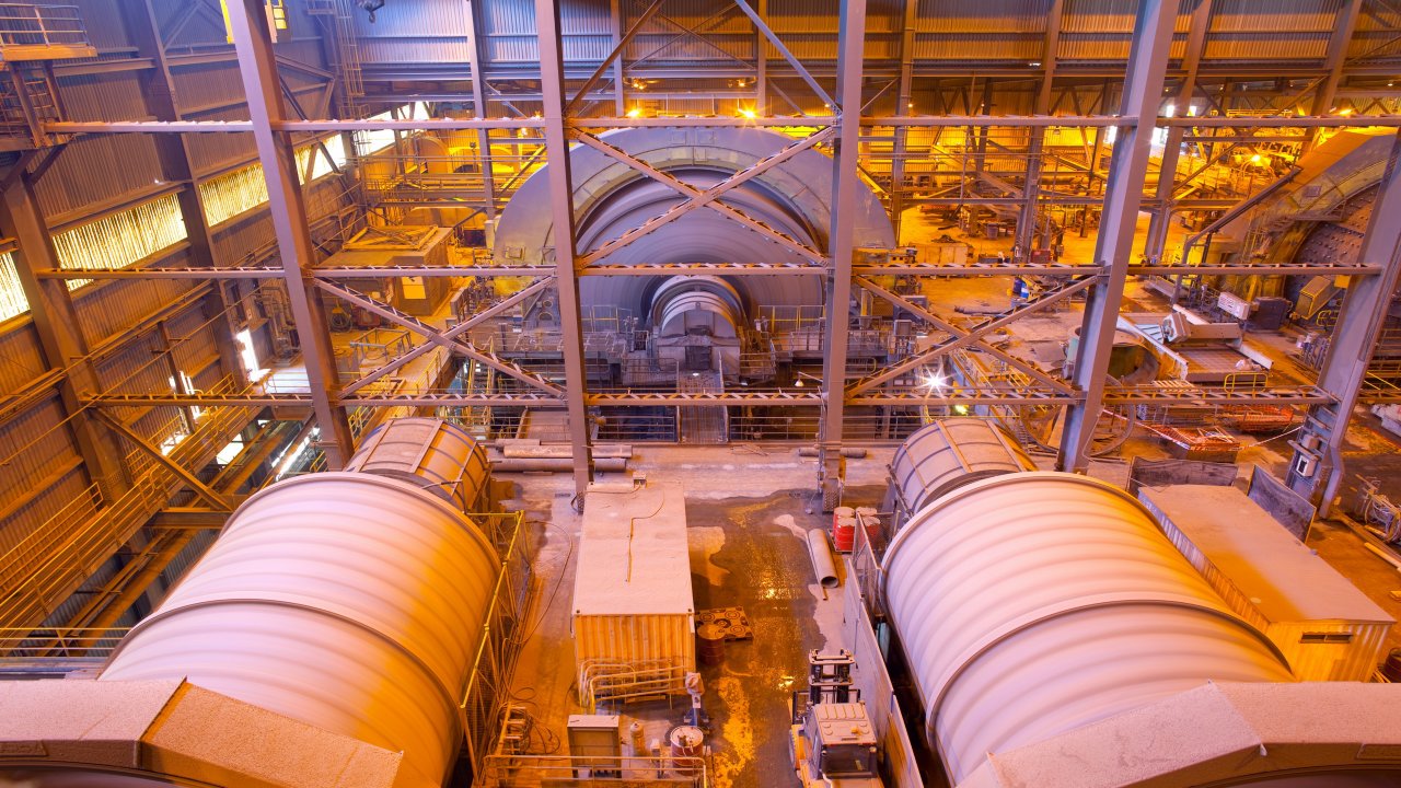 Ball mills in the crushing plant at a Copper Mine, Chile