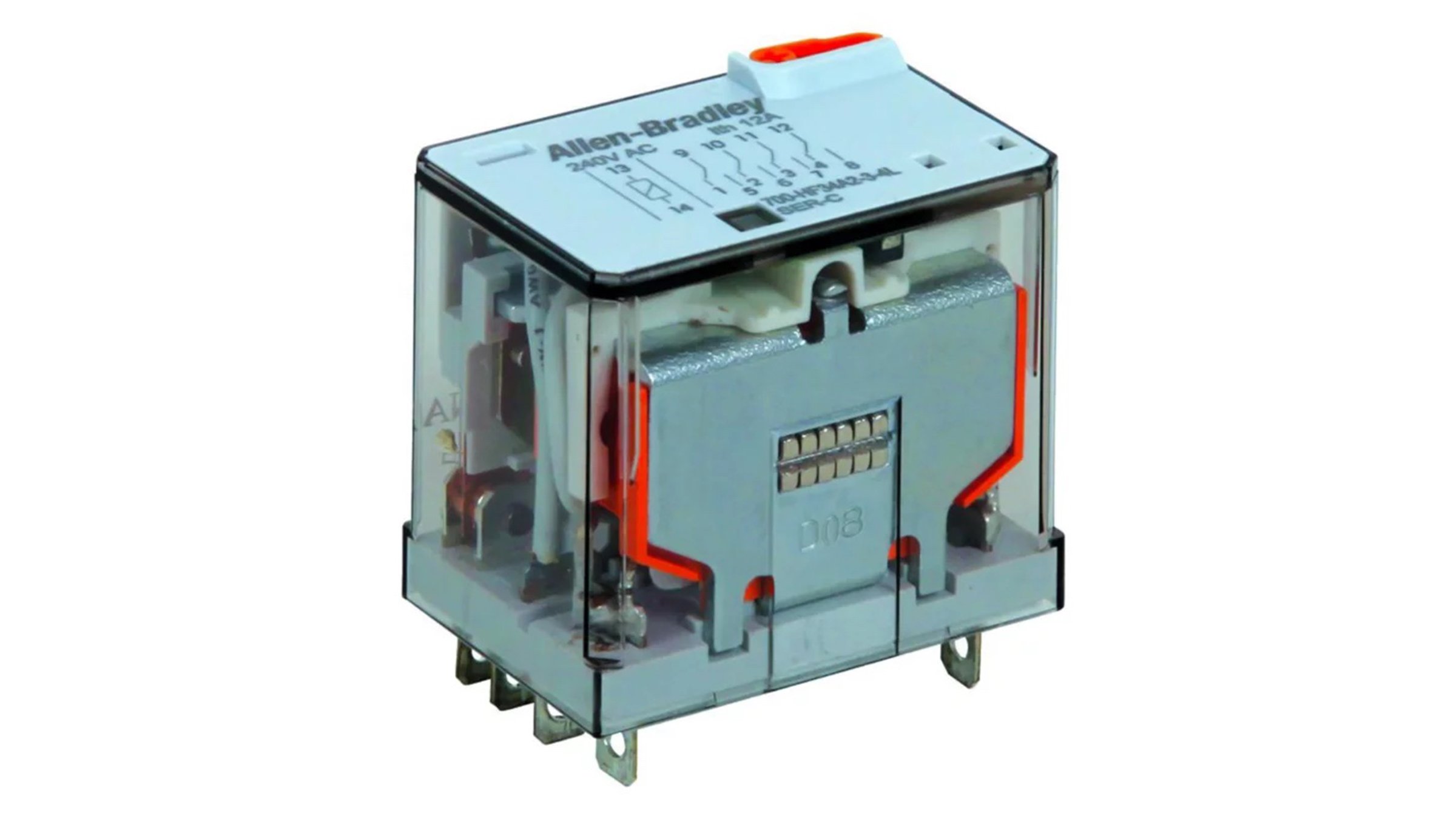 Os relés com base quadrada miniatura da Allen-Bradley cód. cat. 700-HF são ideais para aplicações automotivas.