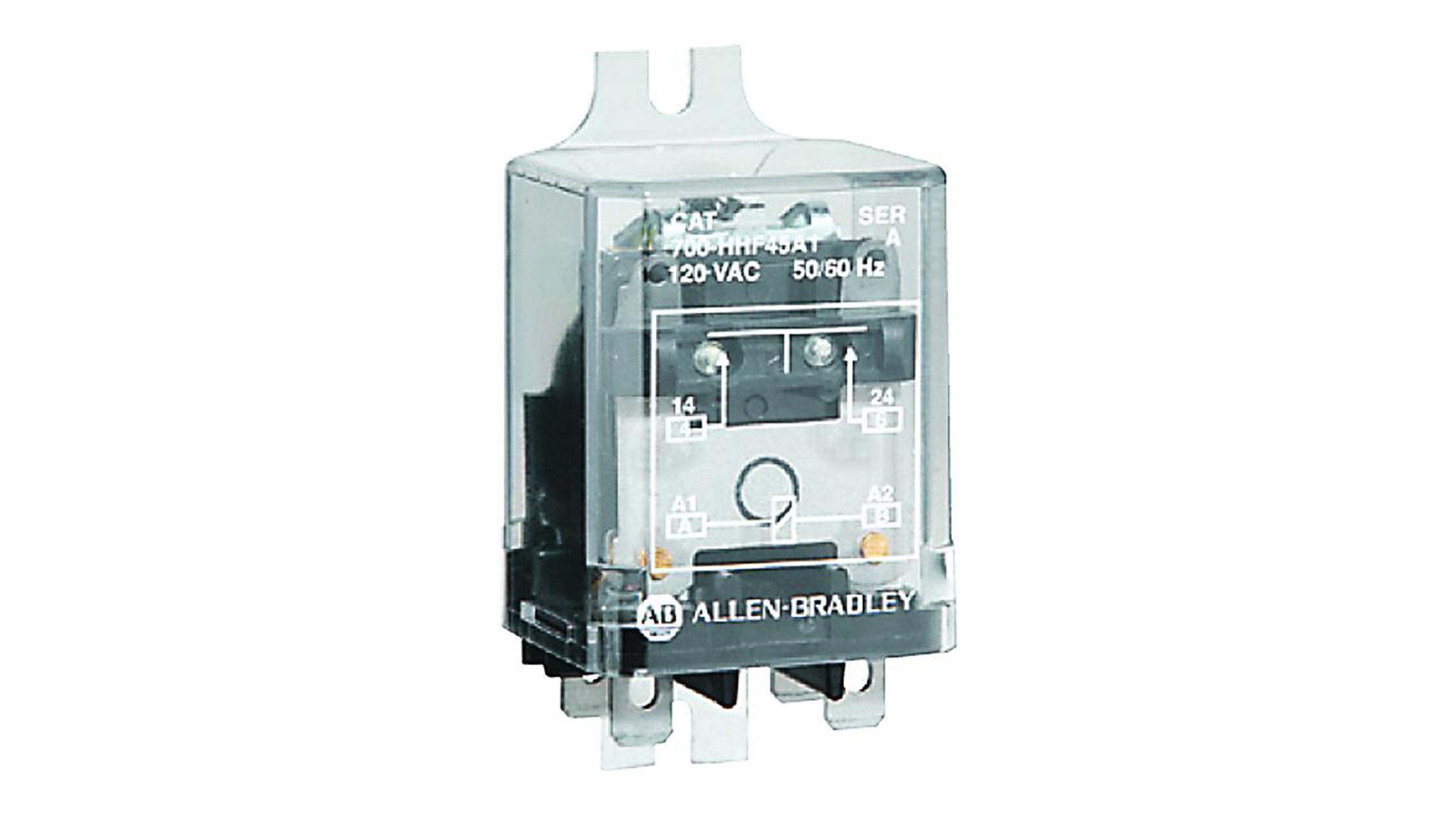Allen-Bradley Bulletin 700-HHF Flange-Mounted Power Relays are small-sized general purpose relays that switch large loads.