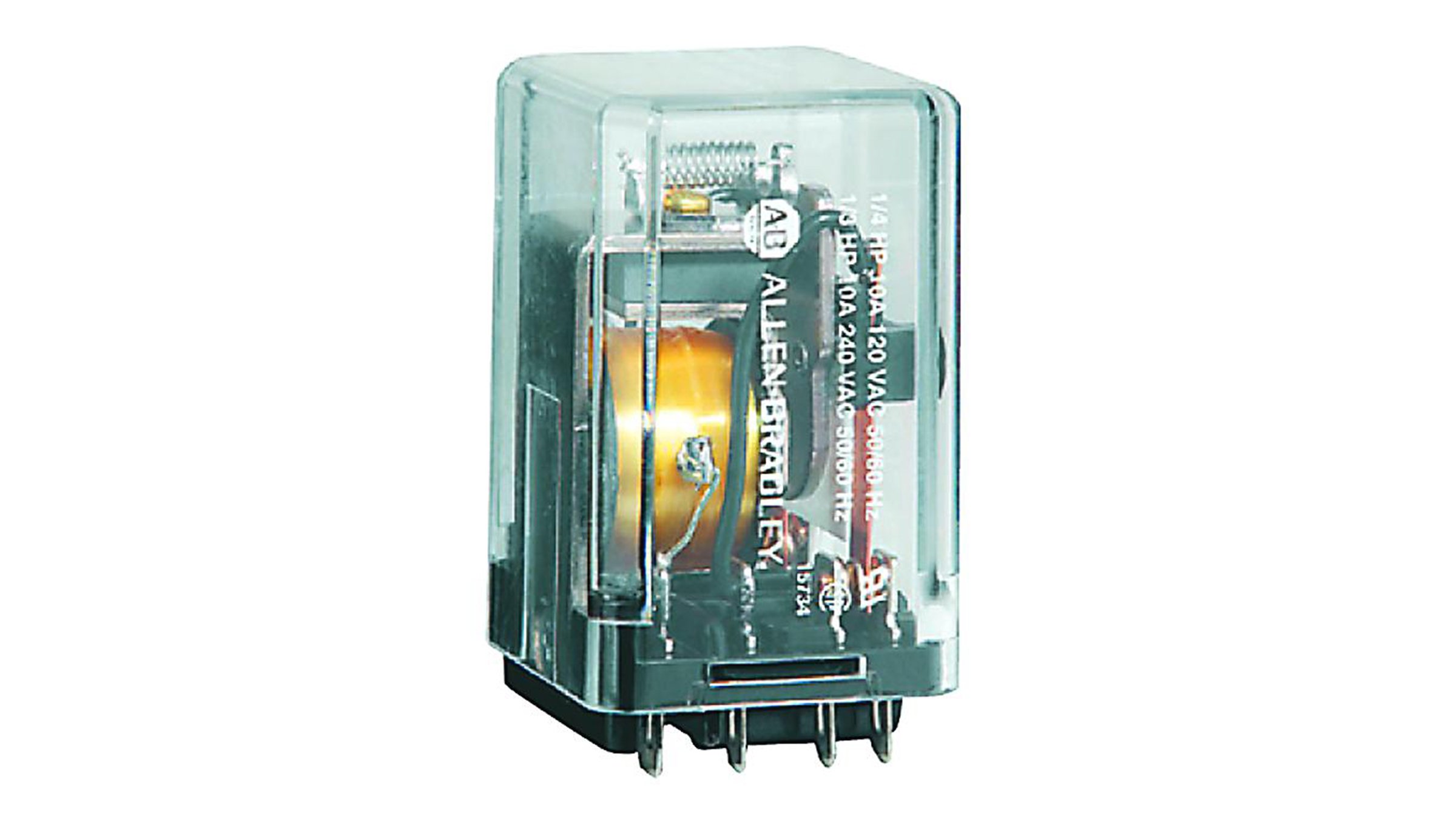 Os relés de retenção magnética da Allen-Bradley cód. cat. 700-HJ controlam cargas de iluminação ou aplicações de serviço contínuo para economizar energia.