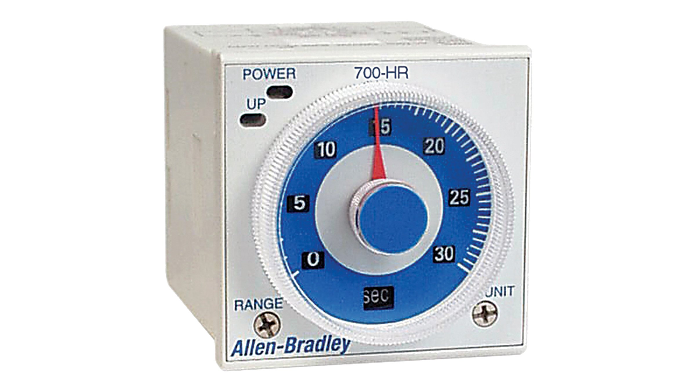 Allen-Bradley 型號 700-HR 轉盤式計時繼電器為插入式、插座固定式計時繼電器。