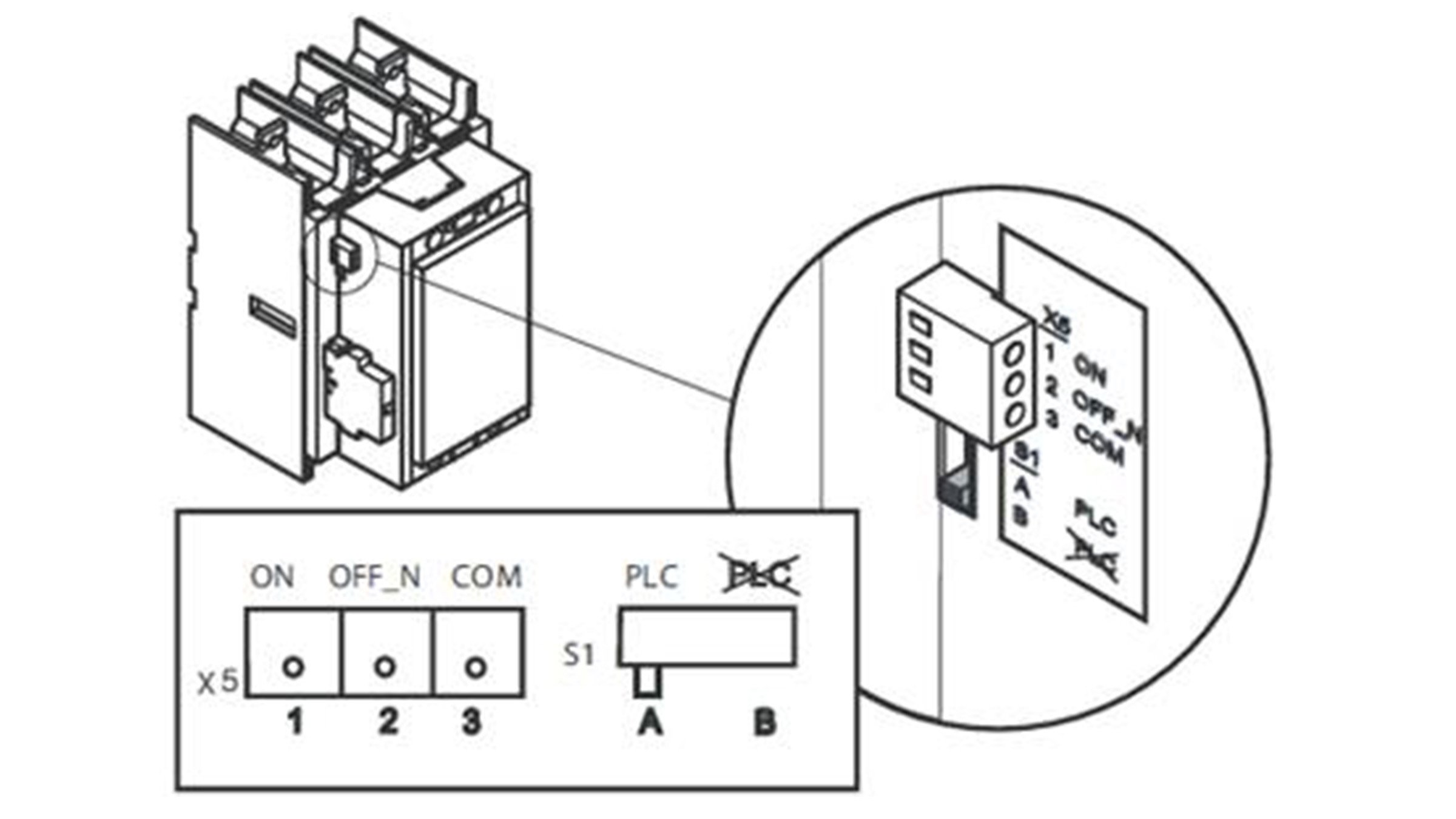 Sprecher & Schuh Series CA9 control switch S1 location on face of contactor