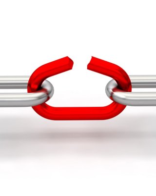Weak link chain breaks 3D illustration