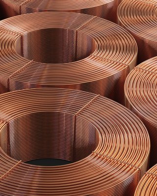 Copper colored metal coils