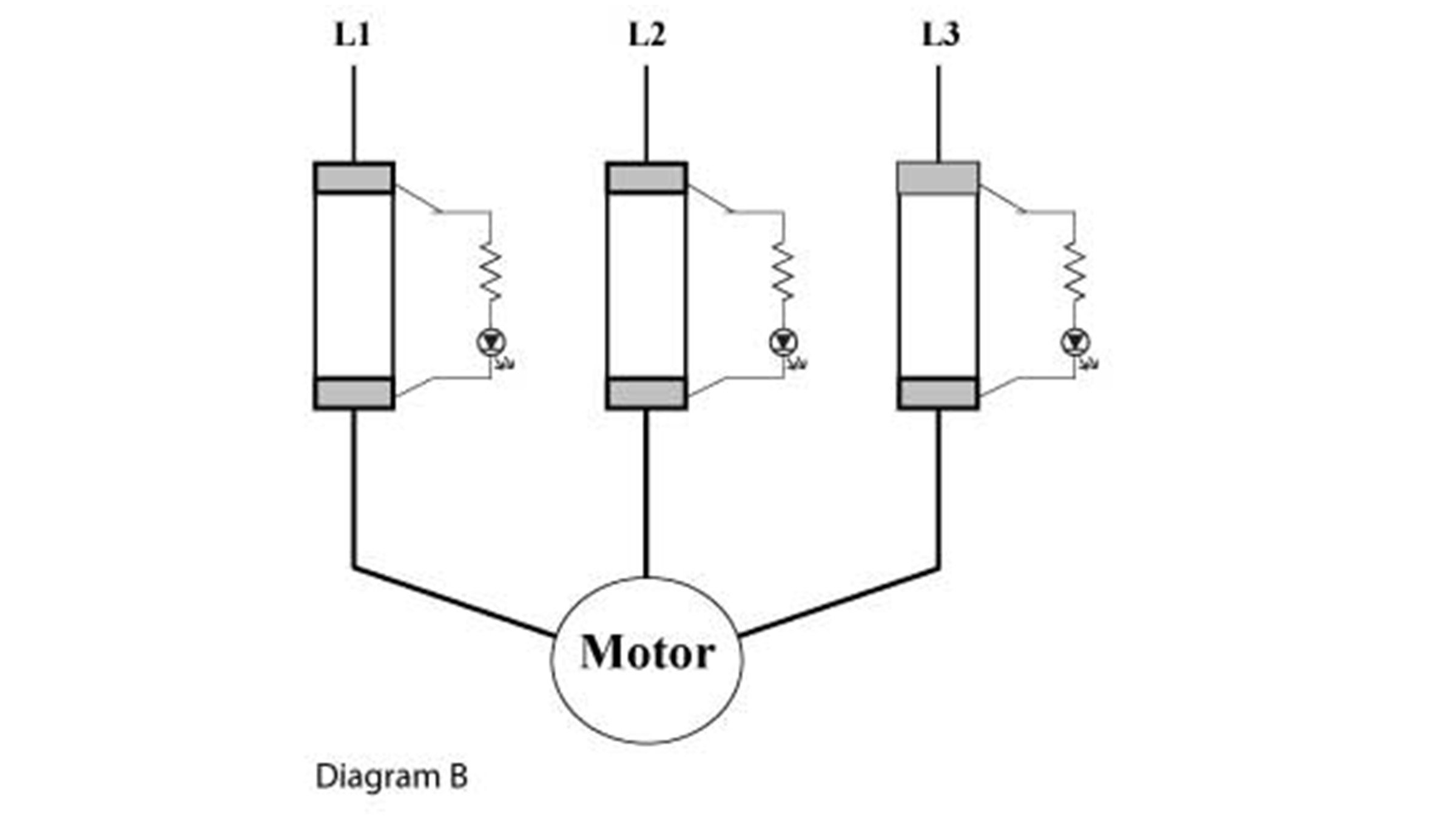 Sprecher & Schuh Dual LED Blown fuse indicator diagram When Used In An Electrical Circuit