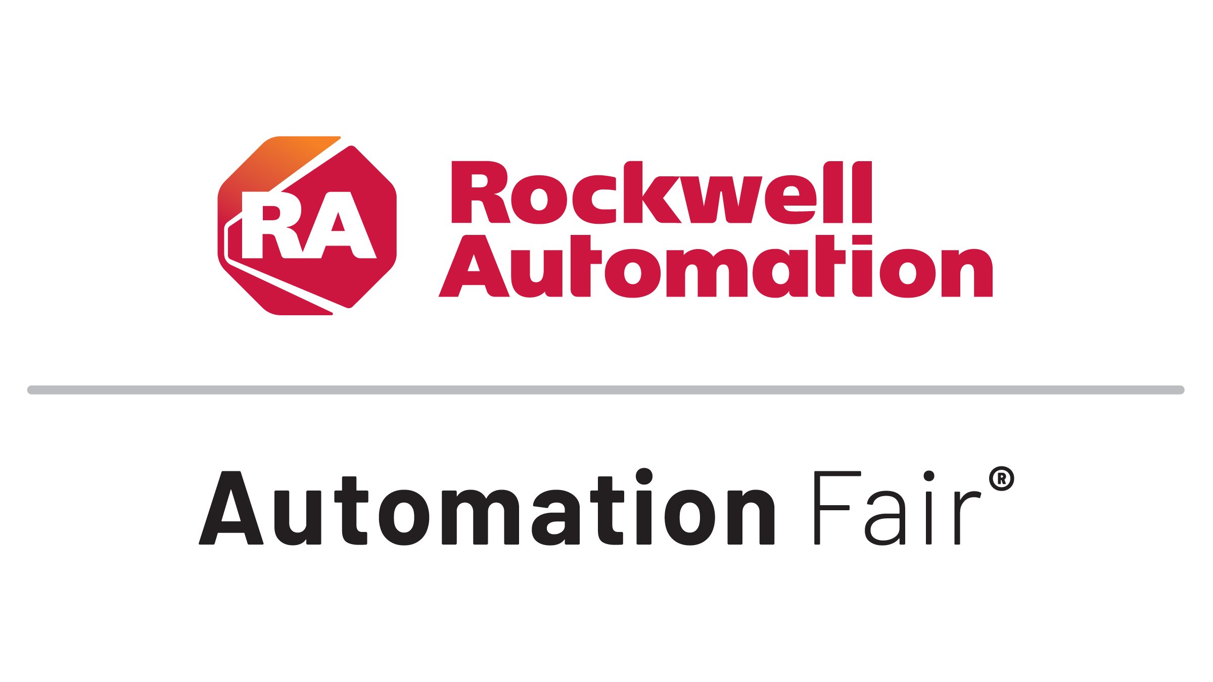 Red Rockwell Automation logo above a black Automation Fair logo
