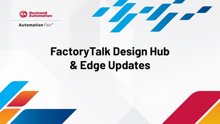 Title card for FactoryTalk Design Hub & Edge Updates video at Automation Fair 2022