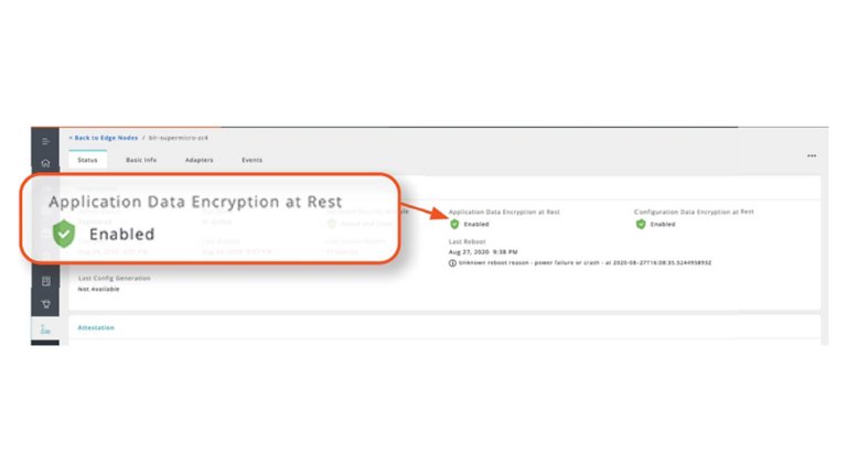 Screenshot of FactoryTalk Edge Manager application data encryption