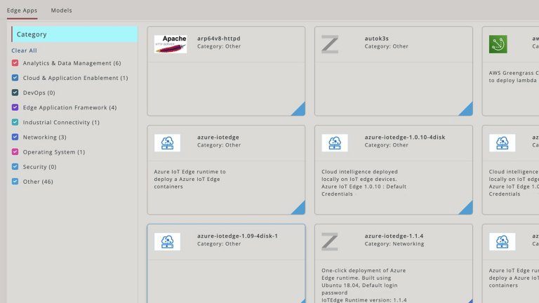 Screenshot von FactoryTalk Edge Manager-Anwendungen