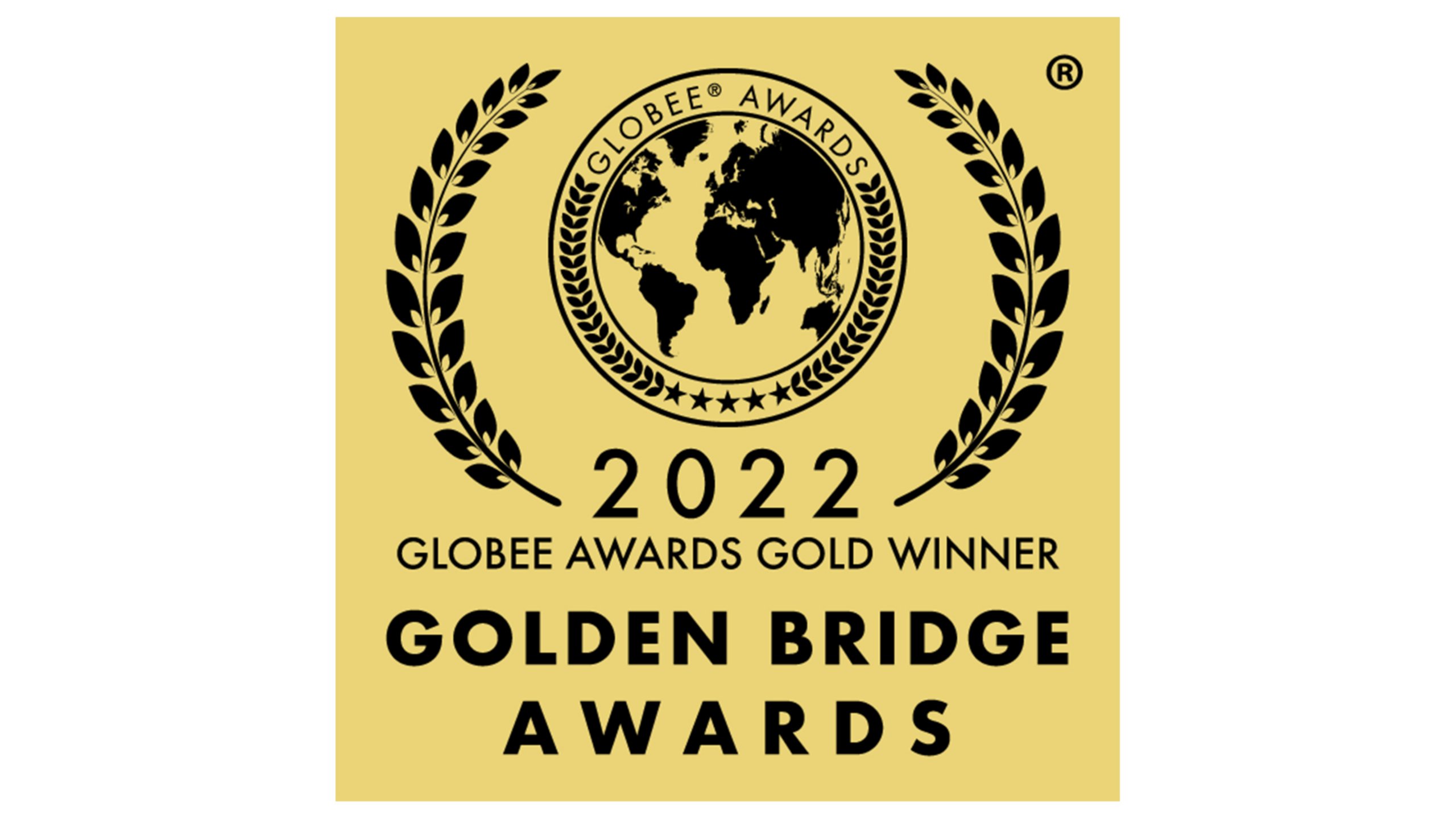 Graphic of Globee Awards Golden Bridge Award Gold Winner 2022 logo