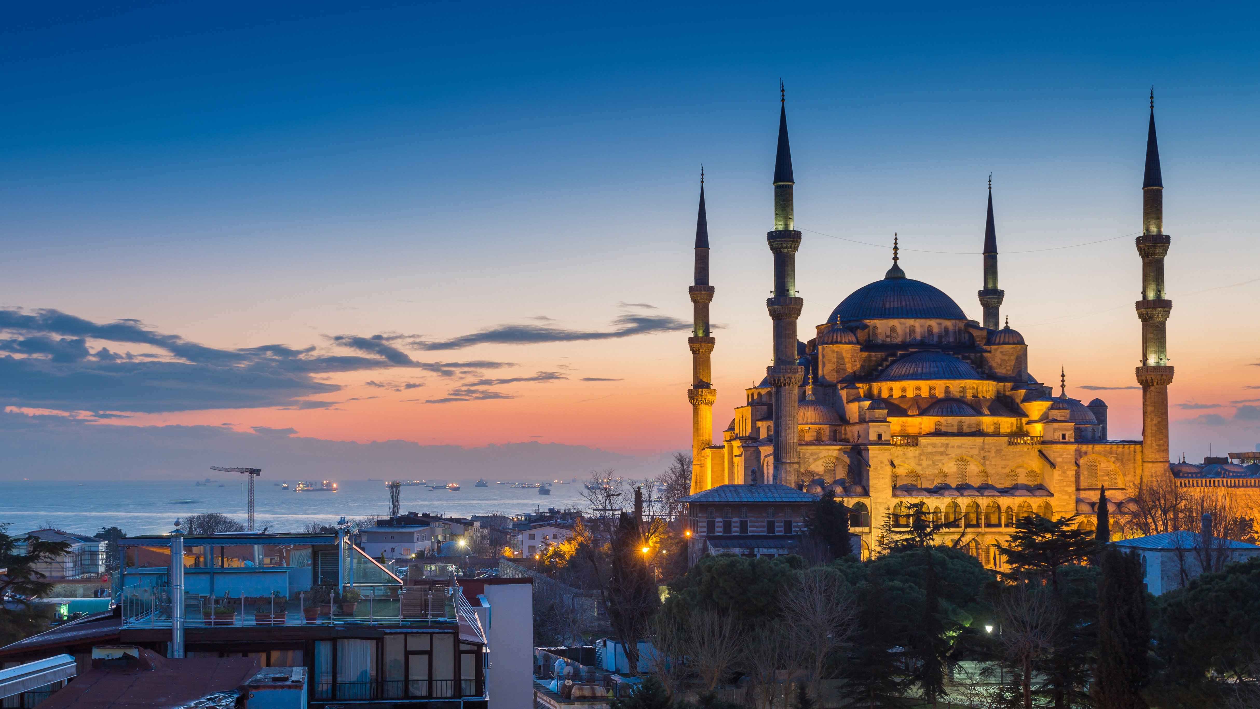 Istanbul city in Turkey with The Blue Mosque