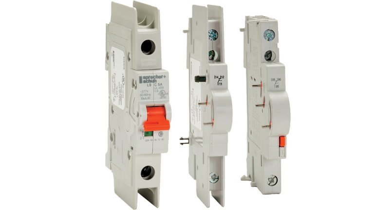 Sprecher & Schuh Series L9 circuit breaker with L9-AMRA and L9-AMRS3 side mount auxiliary contacts