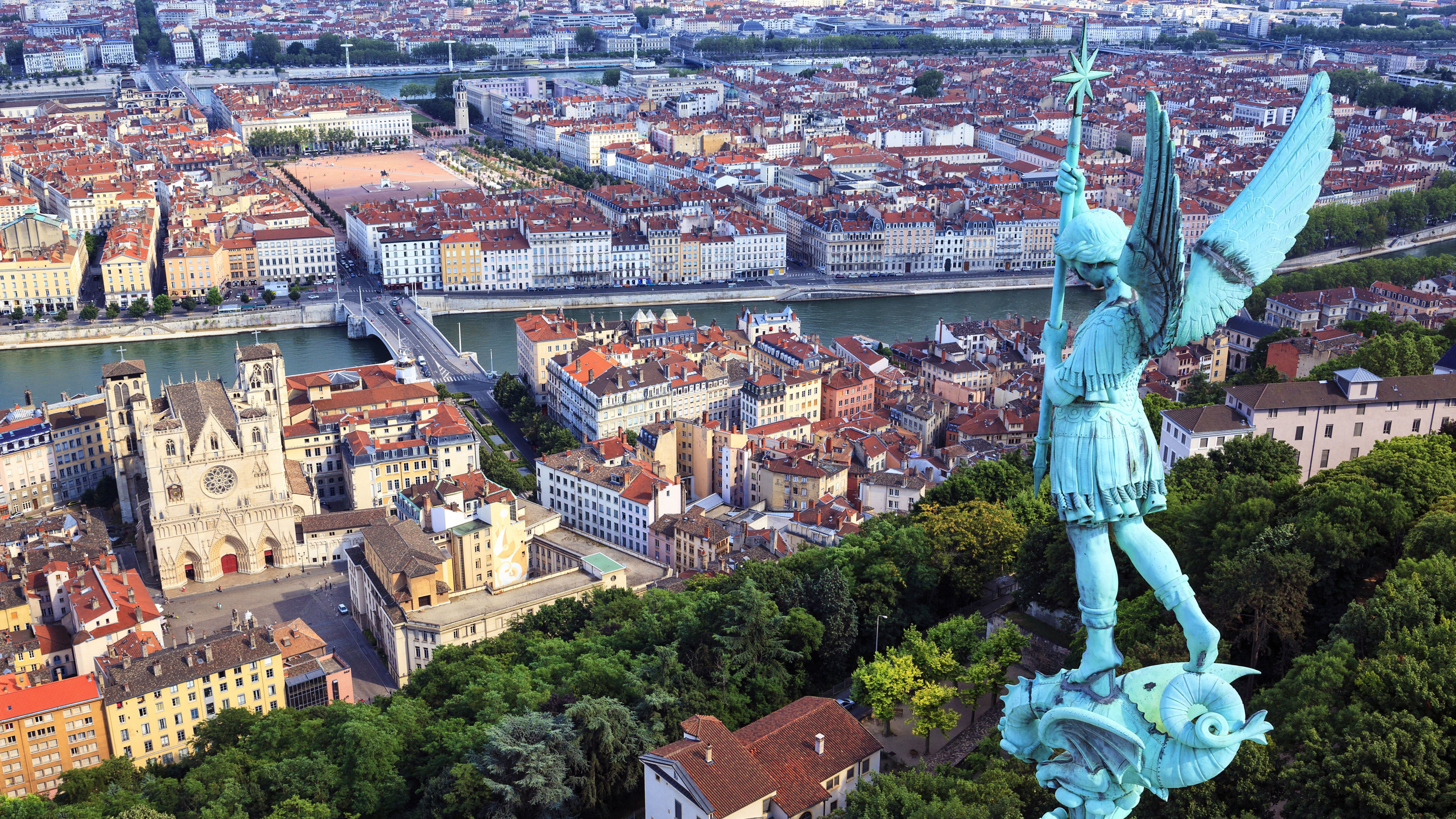 View on Lyon city center in France