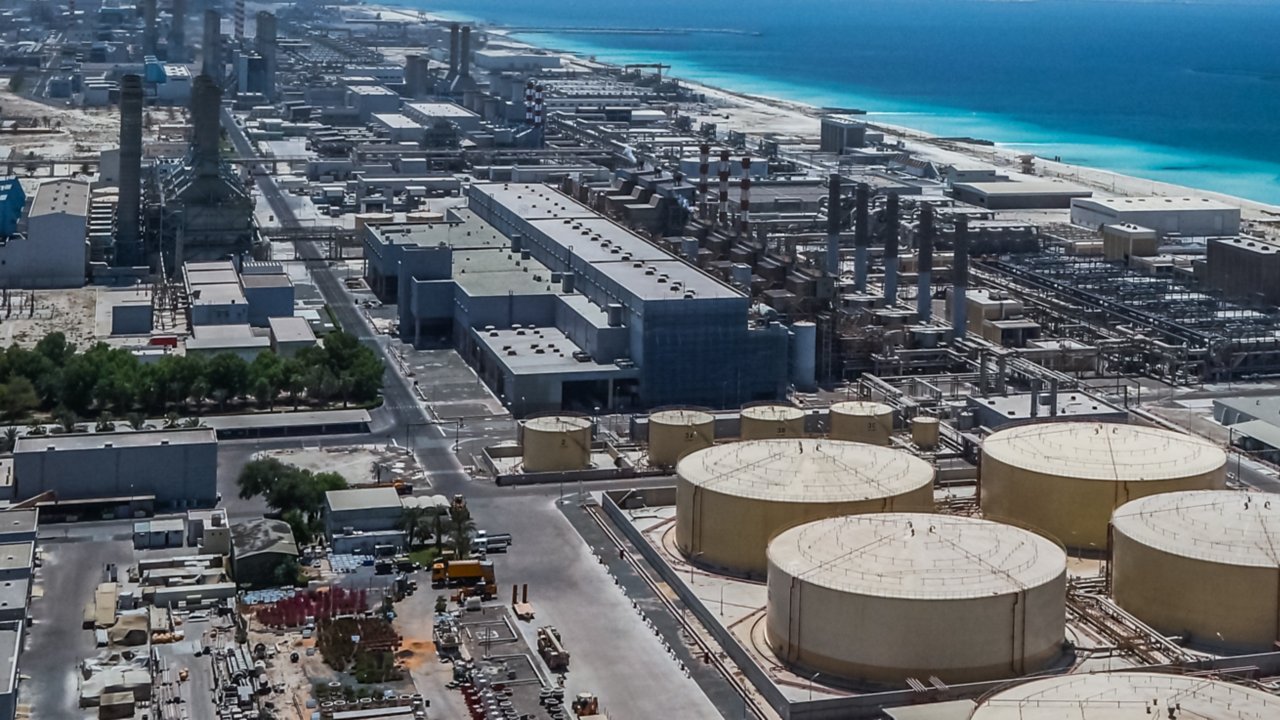 Dubai. In the summer of 2016. Modern desalination plant on the shores of the Arabian Gulf. 