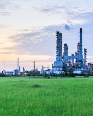 Oil refinery in the morning