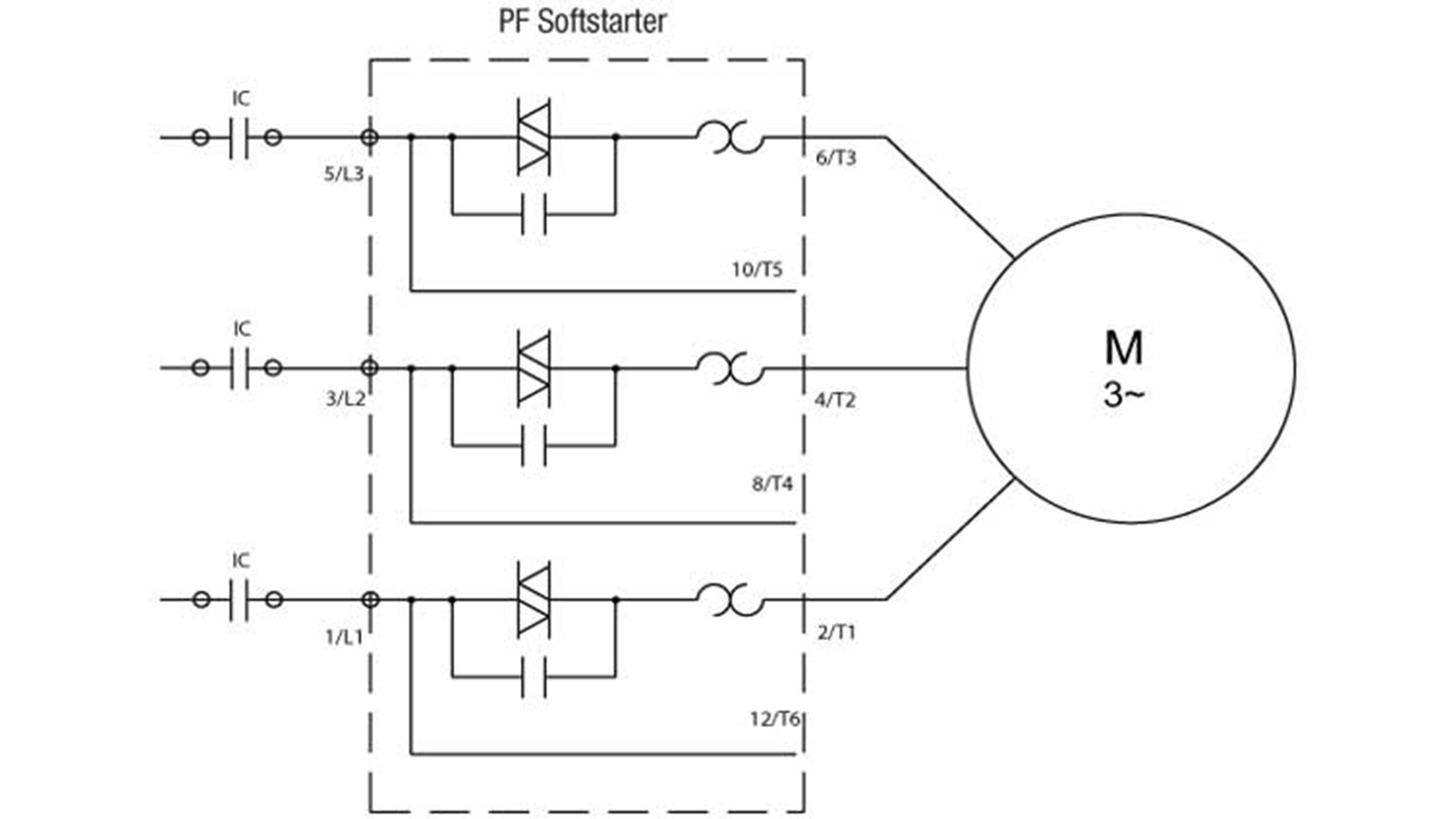 Sprecher & Schuh Series PFS Softstarter line connected wiring diagram