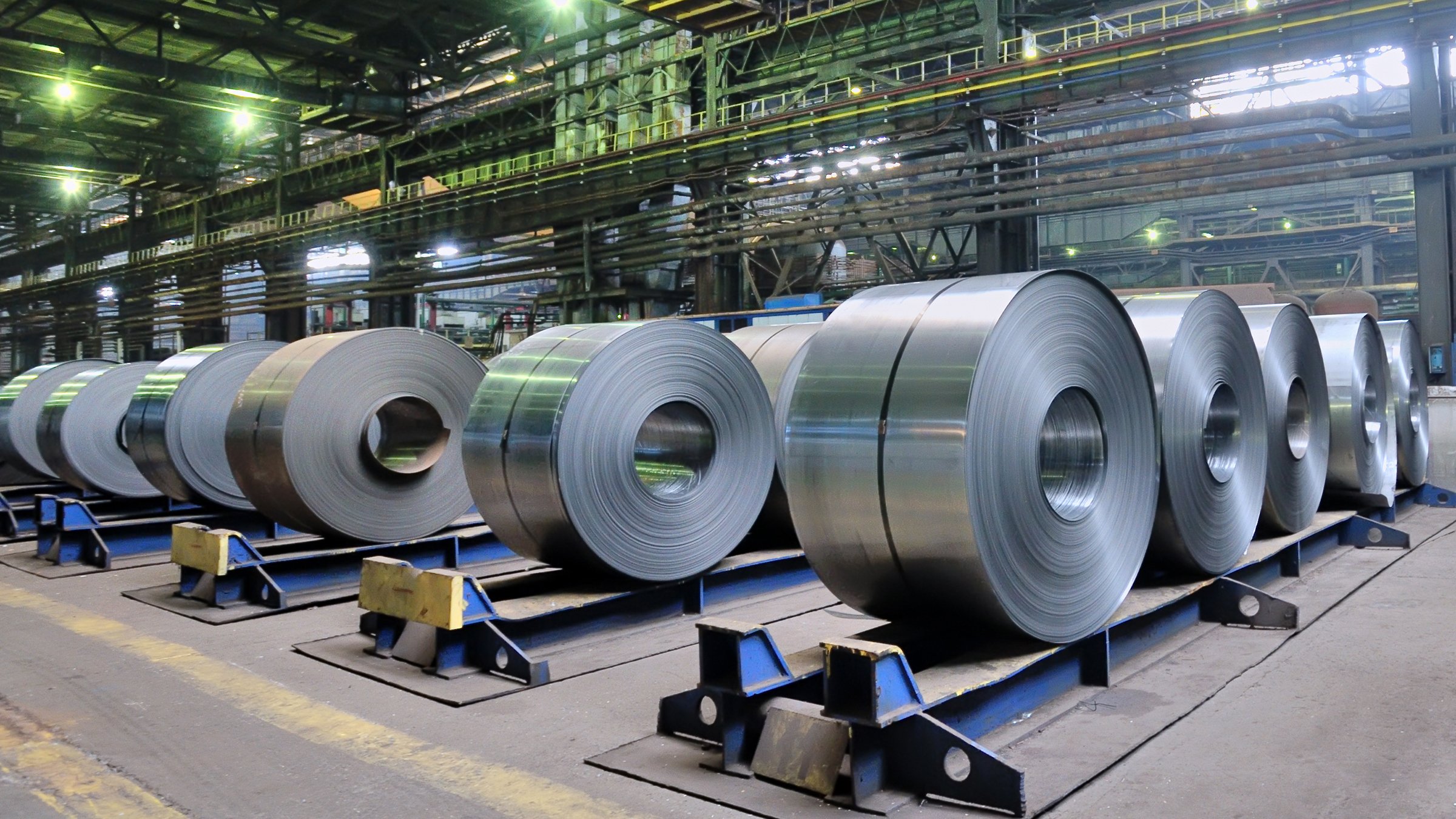 rolls of steel sheet in a plant, galvanized steel coil