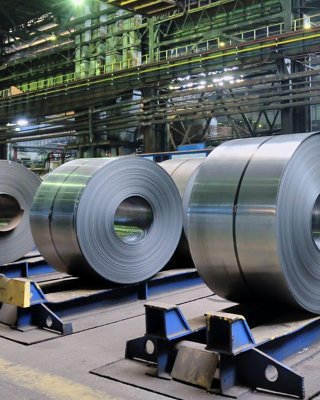 rolls of steel sheet in a plant, galvanized steel coil