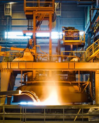 Steel production at the metallurgical plant