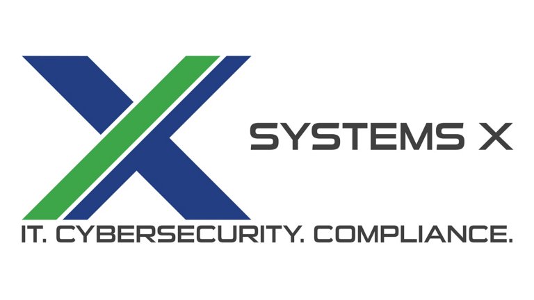 Green, blue and black Systems X Corporation logo