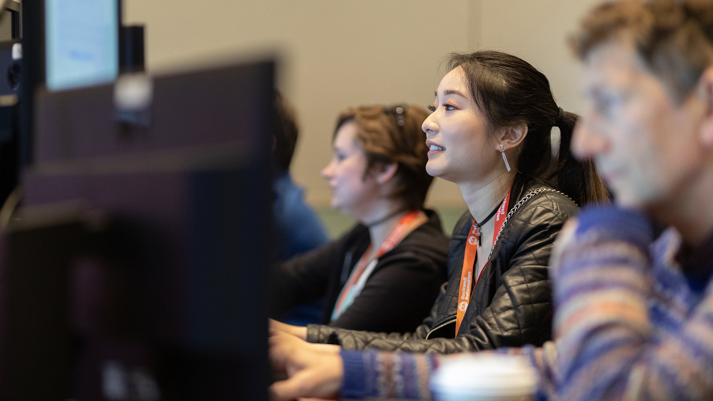 A female student looking at monitor