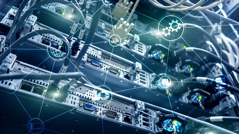 Cibersegurança industrial e conceito de conectividade de rede