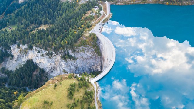 Water dam with forest around