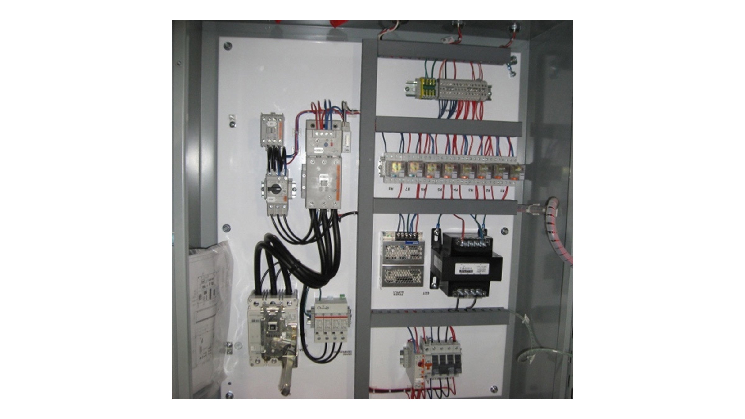 Interior of oil jacks control panel featuring Sprecher + Schuh CEP7 overload relays