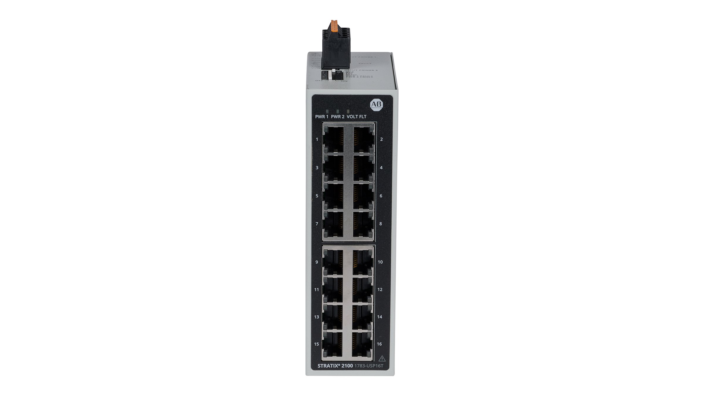 Stratix 2100 Unmanaged Ethernet Switch 16 port, front facing individual unit