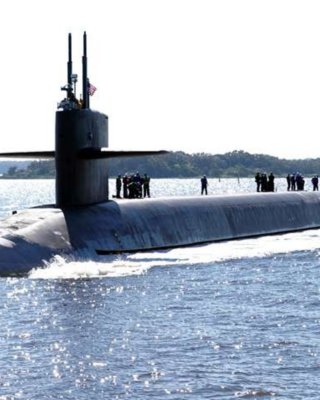 190307-N-KG413-0023
KINGS BAY, Ga. (March 7, 2019) The Ohio-class ballistic-missile submarine USS Rhode Island (SSBN 740) Gold crew returns to homeport at Naval Submarine Base Kings Bay, Georgia, March 7, 2019. The boat is one of five ballistic-missile submarines stationed at the base and is capable of carrying up to 20 submarine-launched ballistic missiles with multiple warheads. (U.S. Navy photo by Mass Communication Specialist 2nd Class Bryan Tomforde/Released)