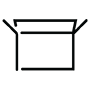 black outline of an open box