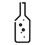 contorno preto de líquido borbulhante em garrafa para alimentos e bebidas