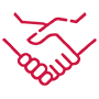 red outline handshake