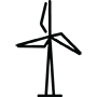 Schwarze Kontur eines Windrads als Symbol für die Energieindustrie